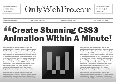 onlyWebPro spinning newspaper animation