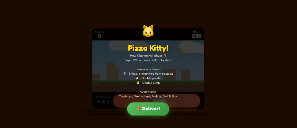 Kitty Rush game instruction screenshot